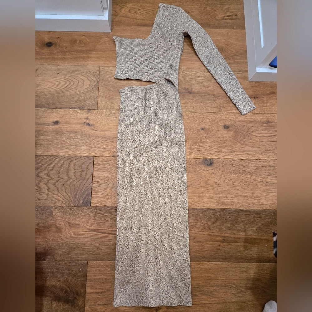 Ronny Kobo Beige One-Shoulder Dress